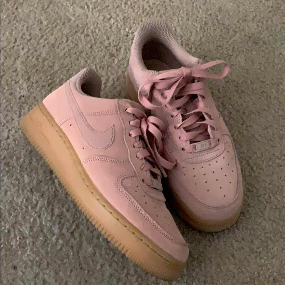 pink suede air forces